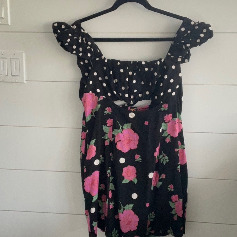 Free people sun dress floral/polka dot cotton print